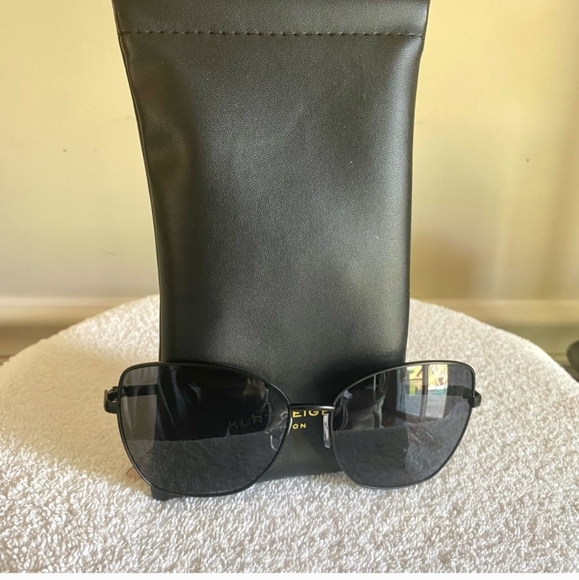 Kurt Geiger London Sunglasses 58mm Cat Eye Black Crystal Blush/Smoke X89078 - Picture 8 of 10